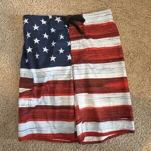 Board Shorts Surf Quick Dry Red-White-Blue Men's Medium Swim Mobility Comfort